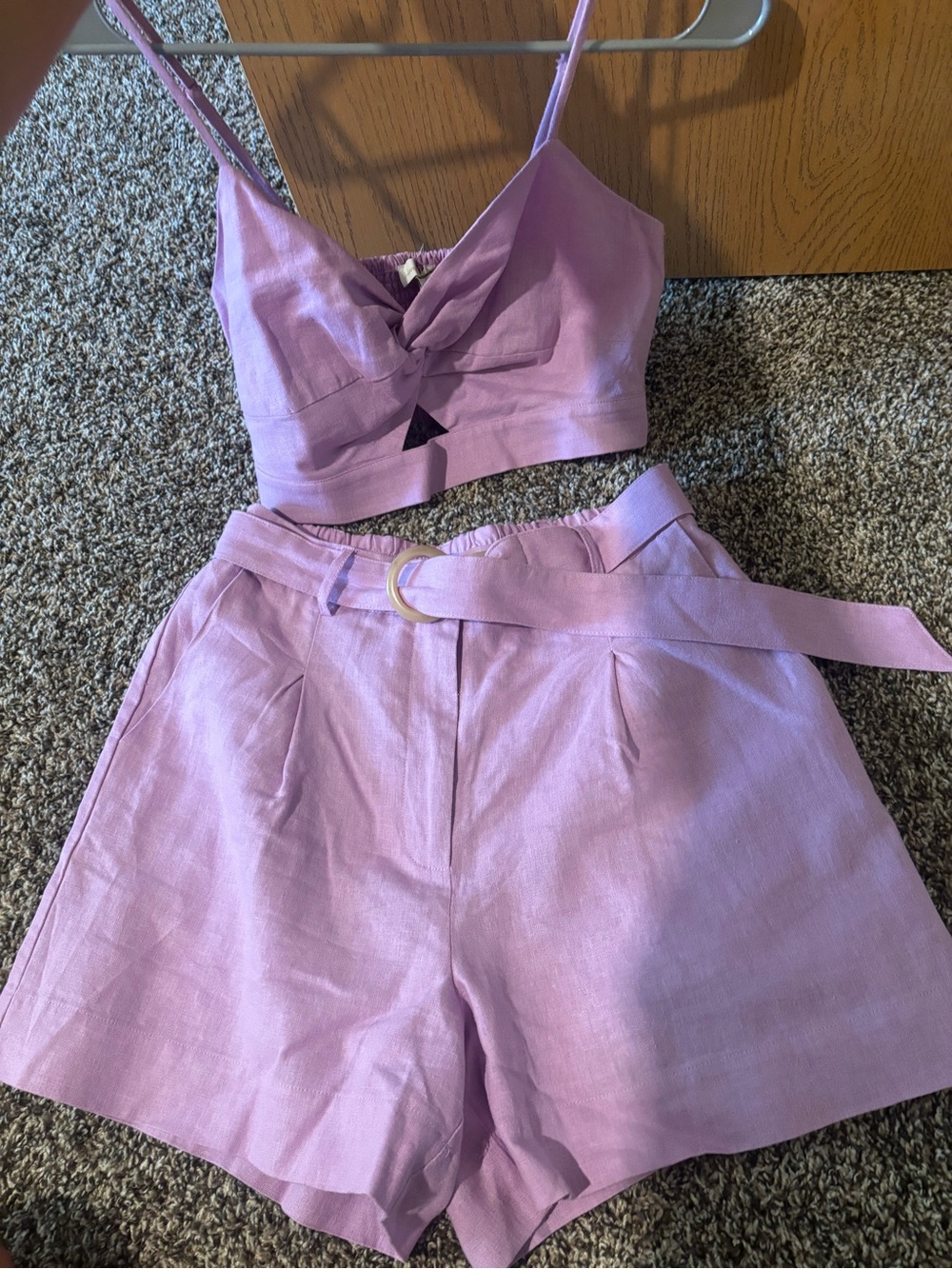 House of Harlow 1960 Lavender crop top and high waisted set